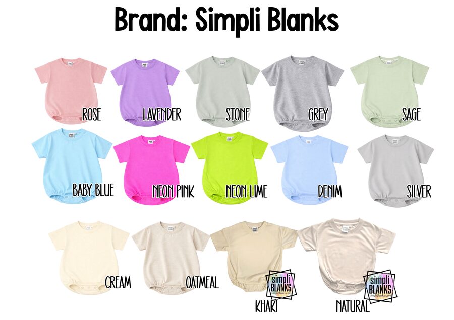 Simpli Blanks color options